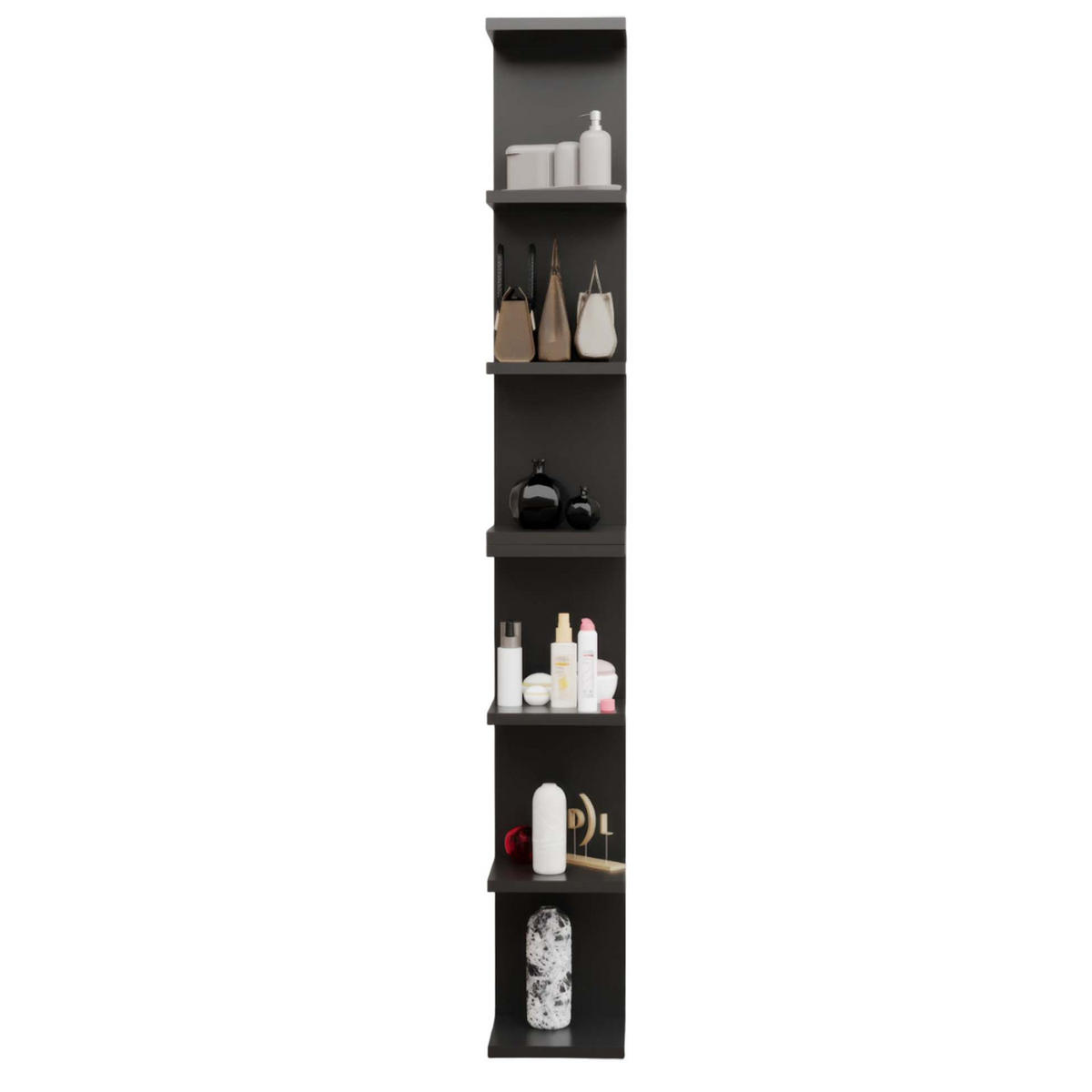 WANDREGAL Anthrazit DIVA Hängeregal schwebend teilbar drehbar - Anthrazit, Holzwerkstoff (25/185/25cm) - Aileenstore