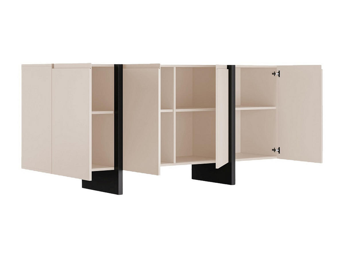 SIDEBOARD mit 4 Türen - MDF - Beige & Schwarz - LUVONIA - Schwarz, Holz (180/81/45cm) - Vente-Unique
