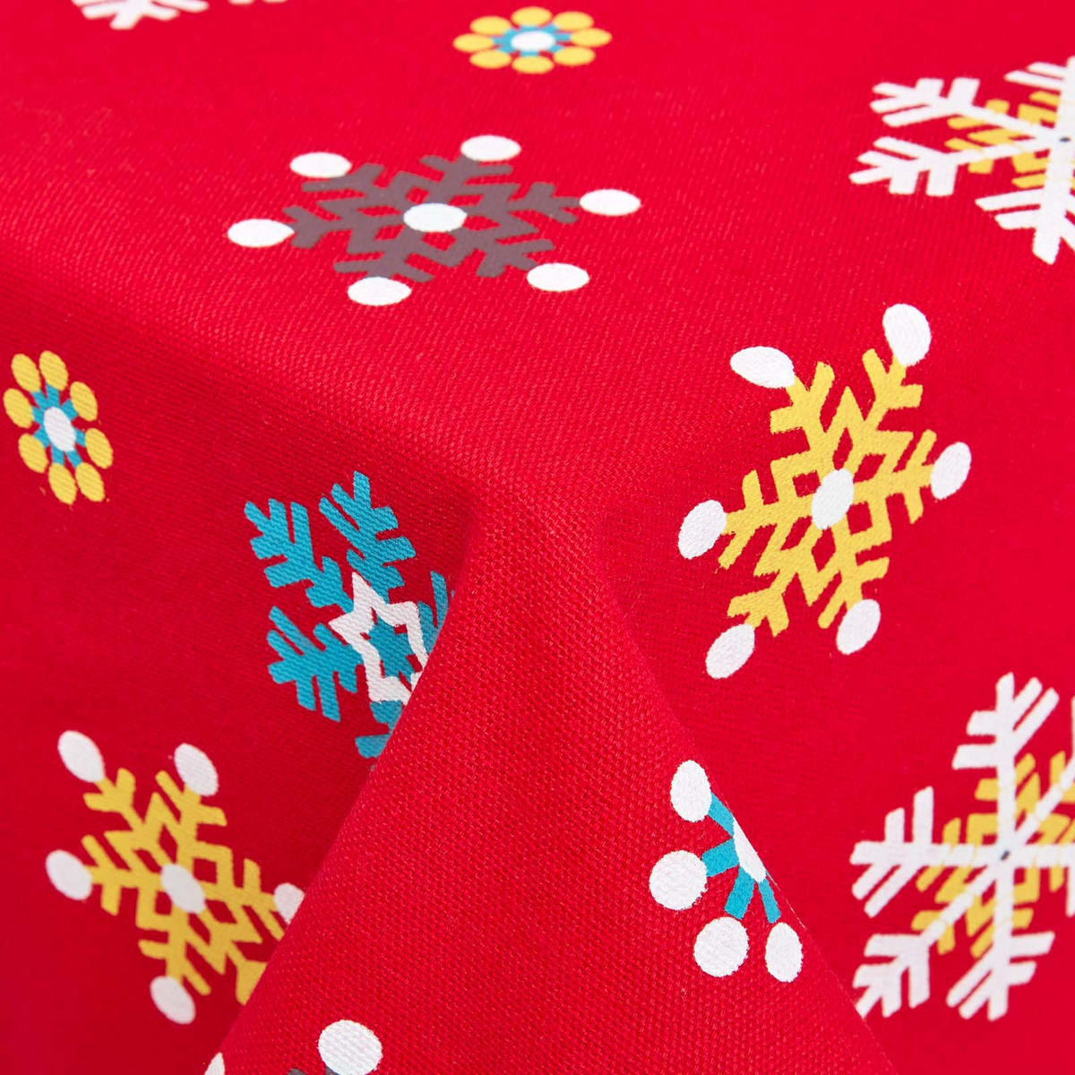 TISCHDECKE Weihnachten, rot mit Schneeflocken, 137/228 cm - Rot, Textil (137/228cm) - Homescapes