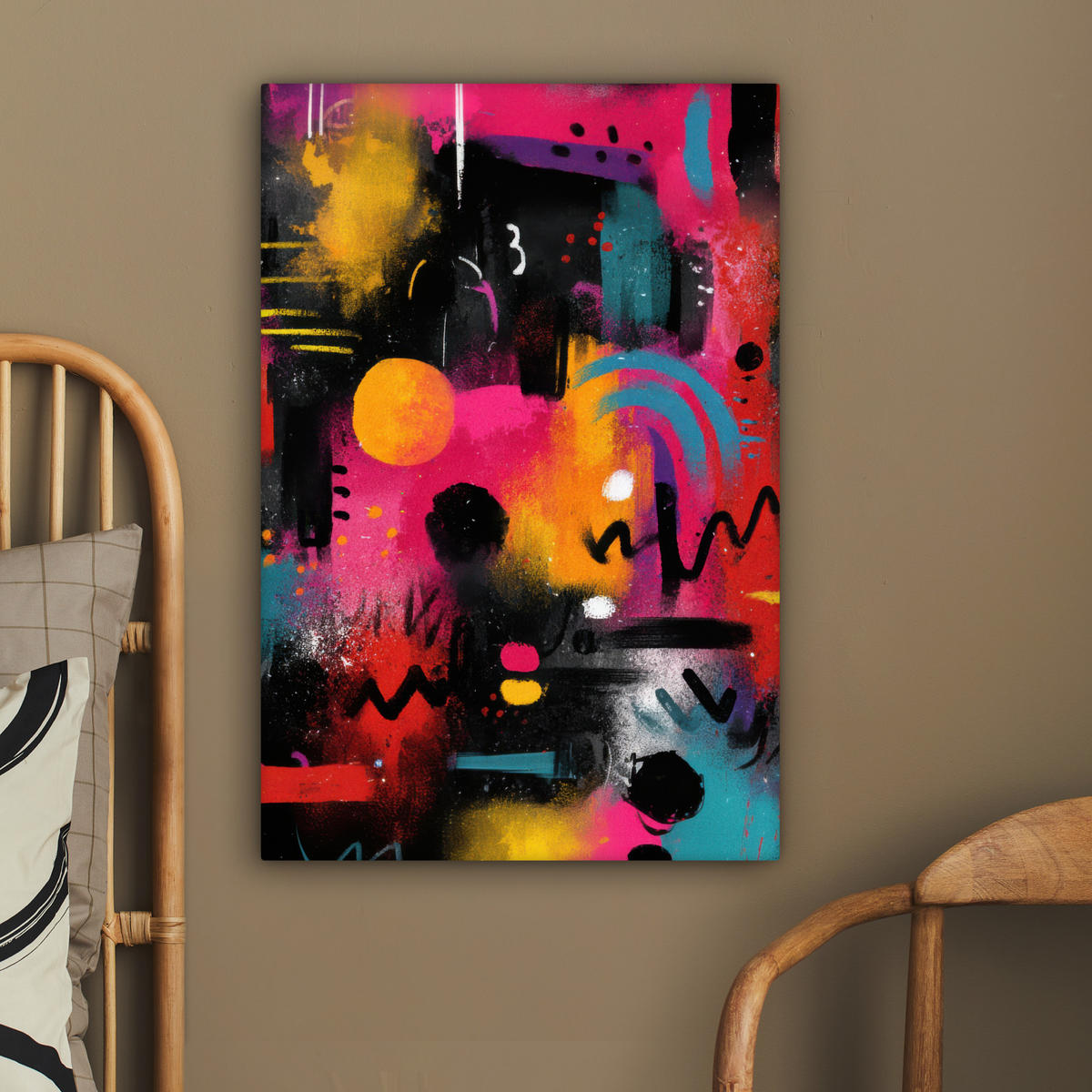 LEINWANDBILD Farbflächen - Formen - Bunt - Abstrakt Wanddeko 40x60 cm - Pink, Textil (40/60cm) - MuchoWow