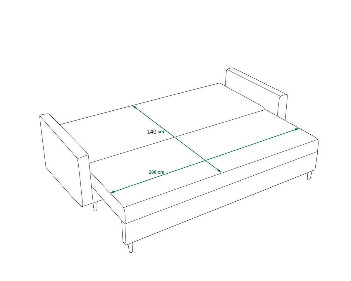 SOFA ASTRA mit Schlaffunktion ITAKA 33 mit Stauraum - Goldfarben, Textil (90/88/228cm) - Bedante