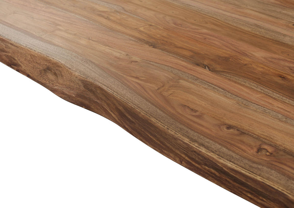 BAUMTISCH Sheesham 220x100x76 grau gebeizt / Mikado-Beine anthrazit matt FREEFORM 5 - Grau, Holz (100/220/76cm) - Massivmoebel24