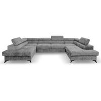 WOHNLANDSCHAFT Sorento U mit Schlaffunktion grau - Schwarz/Grau, Textil/Metall (345/87/205cm) - Beautysofa