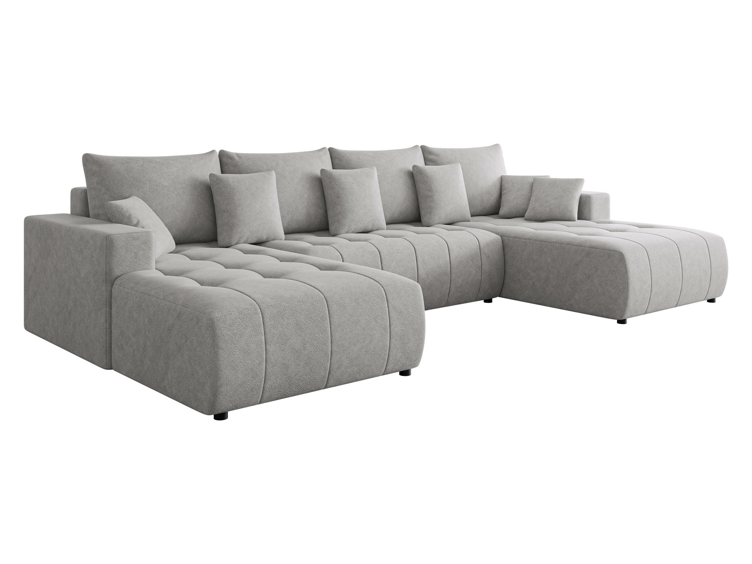 WOHNLANDSCHAFT Fabio U - Hellgrau/Schwarz, Holz/Kunststoff (346/88/188cm) - MIRJAN24