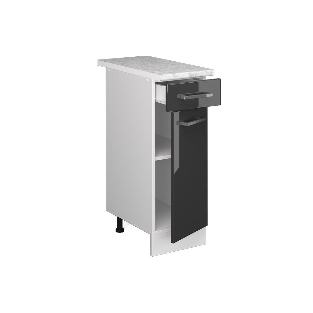 KÜCHENSCHRANK R-Line Anthrazit Hochglanz 30 cm, AP Marmor - Schwarz Hochglanz/Anthrazit, Holzwerkstoff (30/81.6/60cm) - Vicco