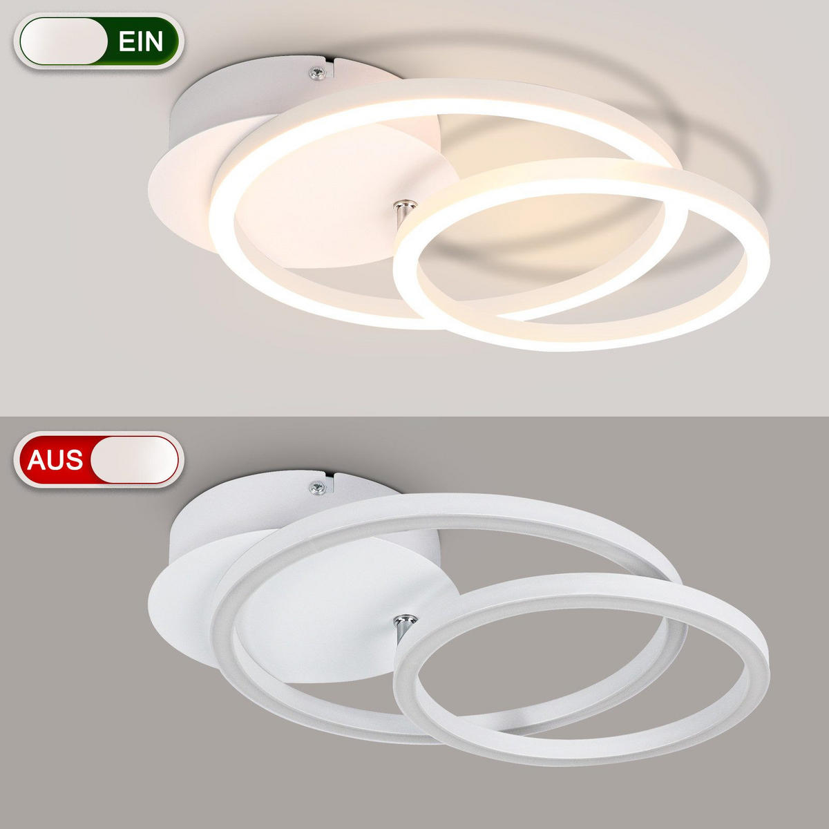 LED-DECKENLEUCHTE Gallagher 34.4/25/7.4 cm - Weiß, Metall (34.4/25/7.4cm) - Nettlife