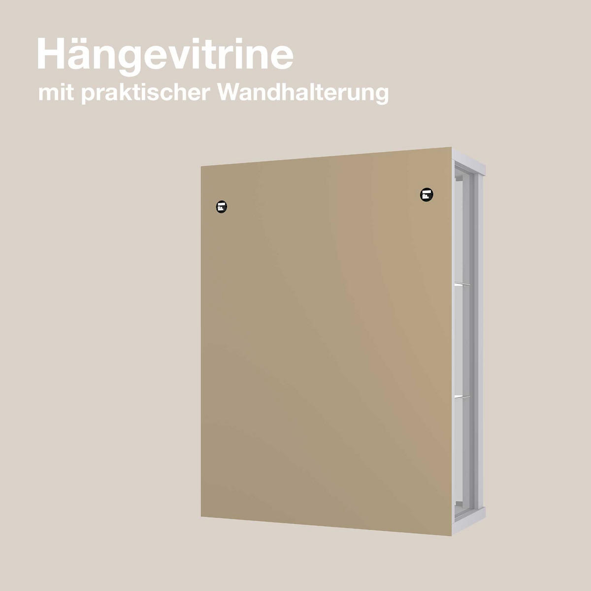 HÄNGEVITRINE 25/60/80 cm mit 2 höhenverstellbaren Glasböden - Transparent/Silberfarben, Glas/Holzwerkstoff (60/80/25cm) - K-Möbel