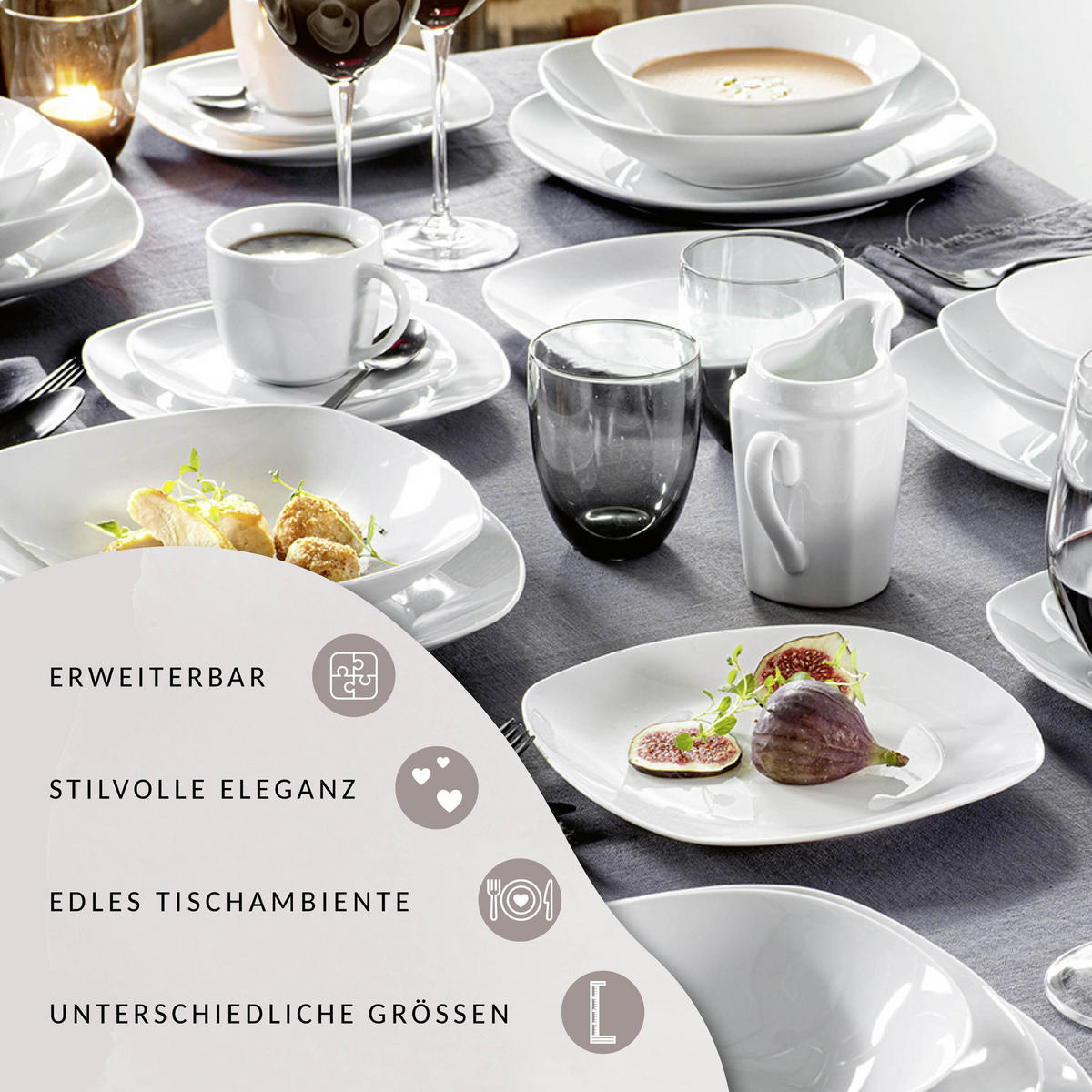 SUPPENTELLER SET BILGOLA - 6 teilig aus Porzellan - Weiß, Keramik (21.5cm) - Sänger