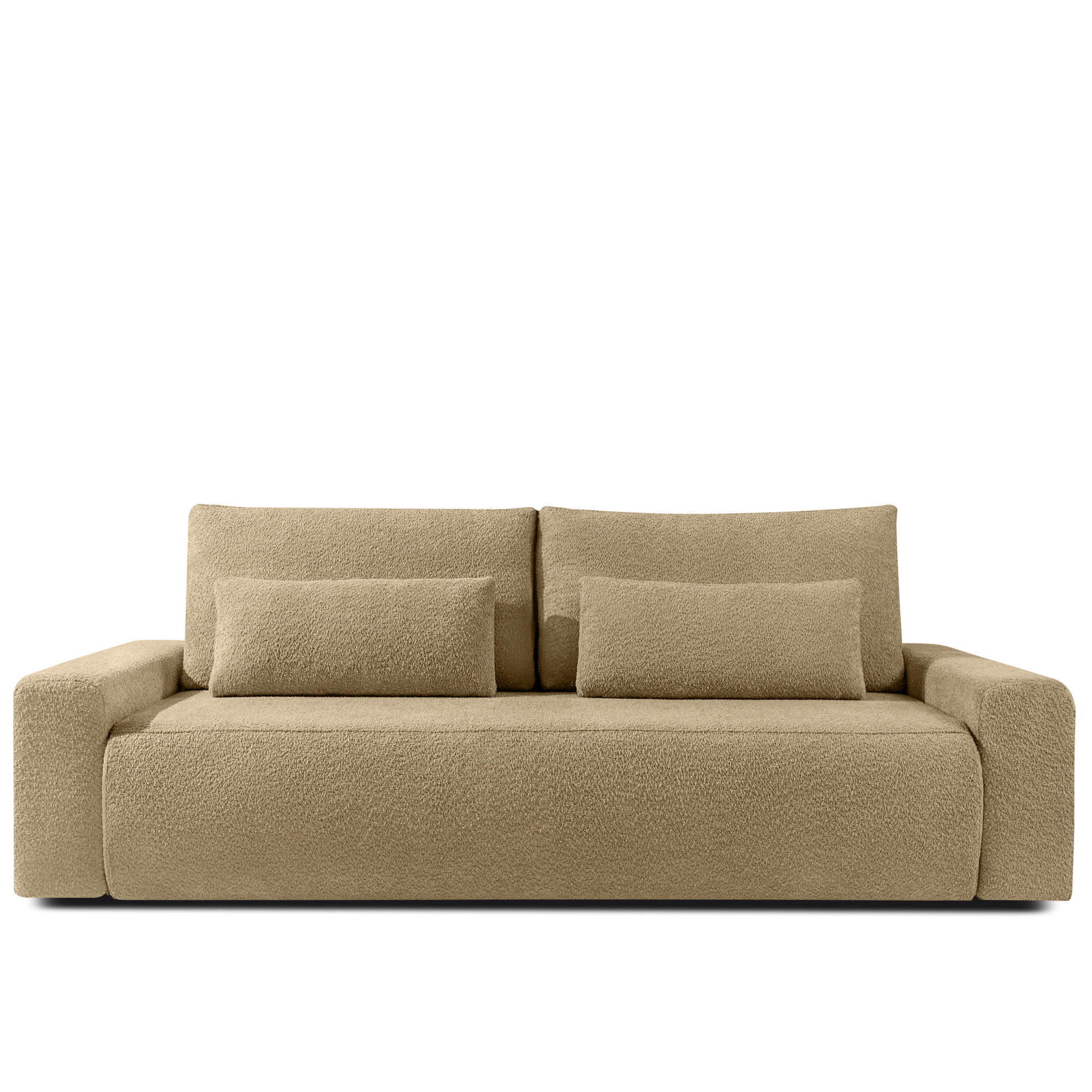 3-SITZER SCHLAFSOFA MOLLIS, Bouclé, Dunkelbeige - Hellbraun, Holz/Holzwerkstoff (250/93/108cm) - KONSIMO®
