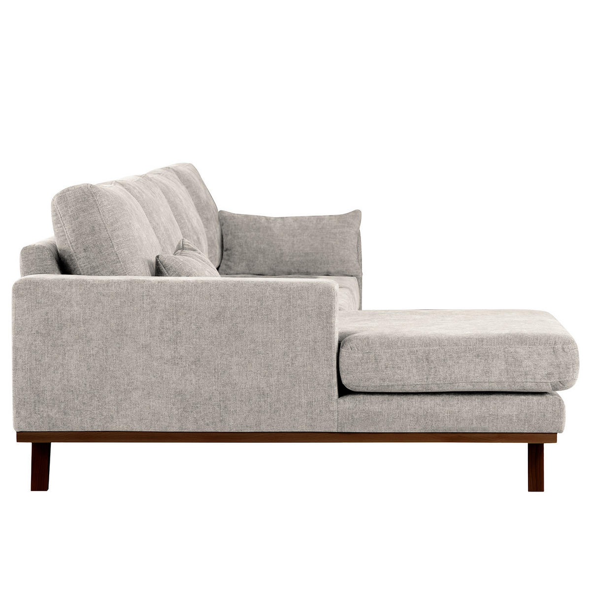 ECKSOFA mit Longchair - Buchefarben/Grau, Textil (281/153cm) - home24