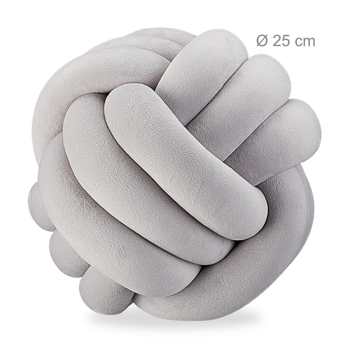 JASTUK Sivi čvor 25 cm poliester - siva, tekstil/plastika (25/25cm) - Relaxdays