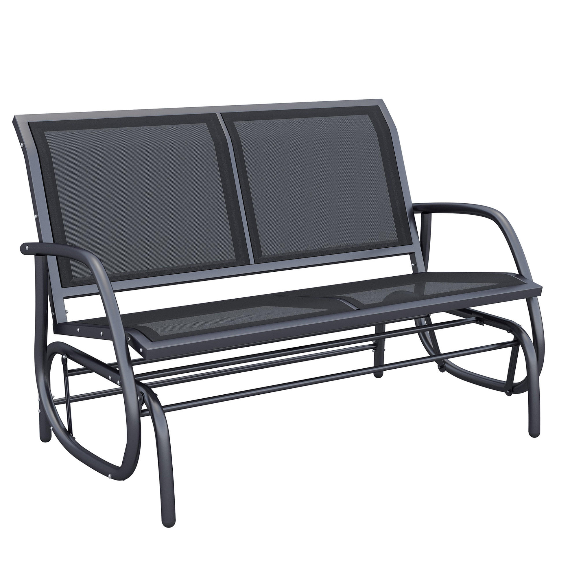 Modfu ZAHRADNÍ houpačka z kovu 120x70x85 cm černá s houpací funkcí pro 2 osoby, nosnost 200 kg