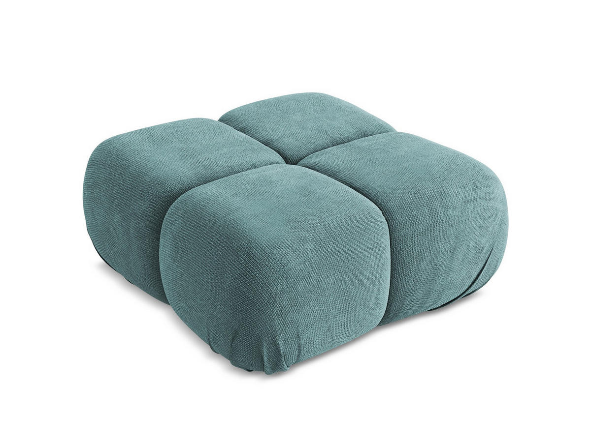 POUF Chenille Stoff Blau - Blau/Beige, Kunststoff/Textil (95/41/95cm) - Makamii