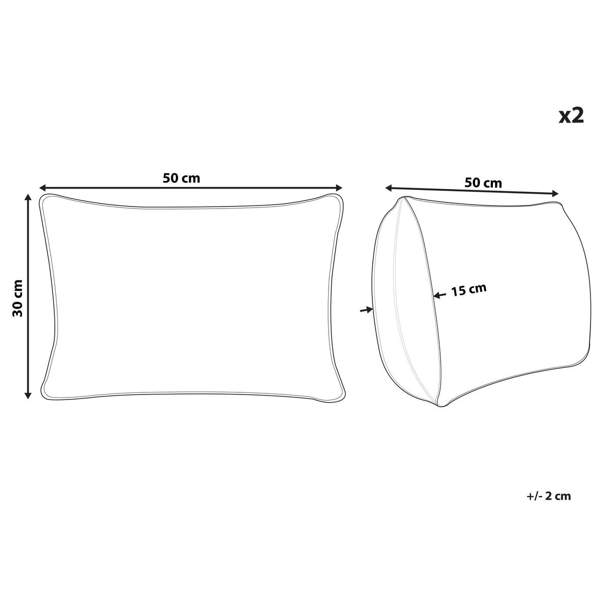 DEKOKISSEN 2er-Set Weiß 30/50 cm Zaleya - Weiß/Grün, Naturmaterialien (50/30cm) - Beliani