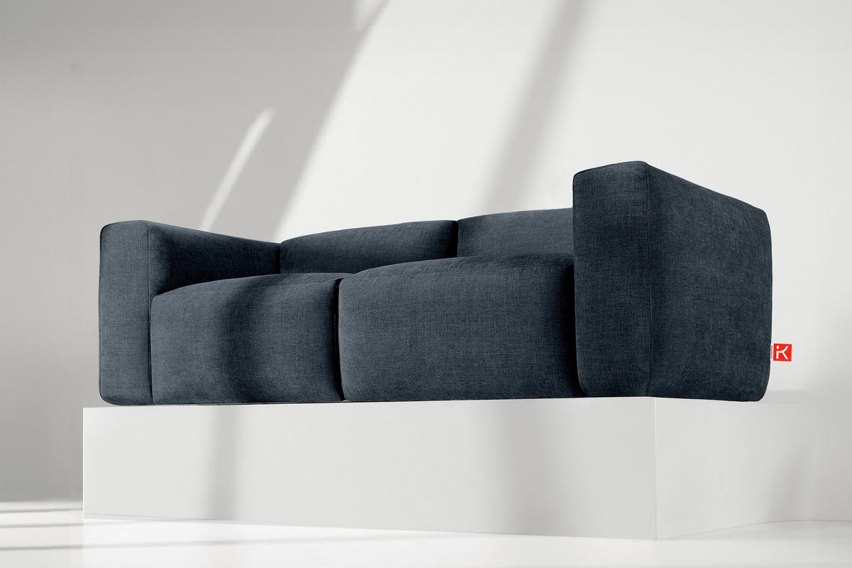 2,5-SITZER-MODULSOFA BUFFO mit extrem weicher und bequemer Sitzfläche, Gewebestoff, dunkelblau - Dunkelblau, Textil (250/73/96cm) - KONSIMO®