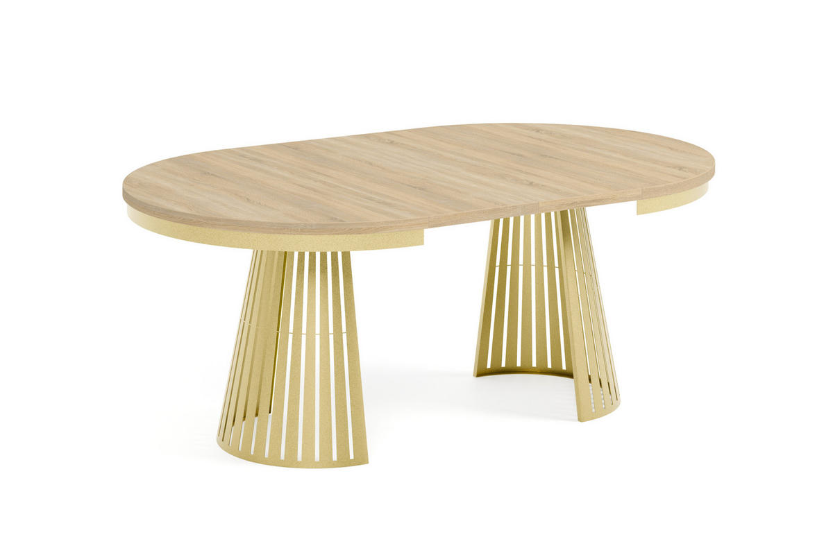 ESSTISCH Cone Bis - Goldfarben/Sonoma Eiche, Holzwerkstoff/Metall (120/120/76cm) - Meblini