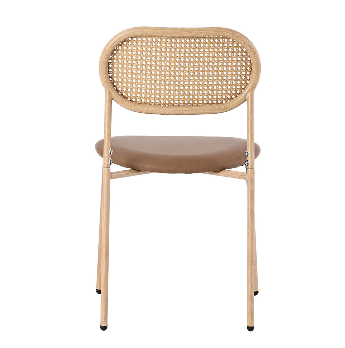 ESSZIMMERSTUHL 4er-Set mit Rattan-Rückenlehne PU Braun - Braun, Metall (46/80/48cm) - Meubliv