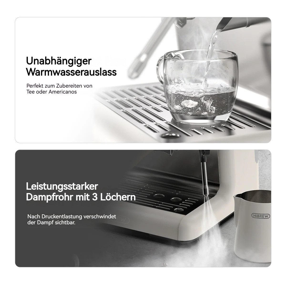 SIEBTRÄGERMASCHINE 2-in-1 mit Mahlwerk & Touchscreen Dual-Heizsystem - Beige, Metall (41.4/46.7/39cm) - BEXEVUE