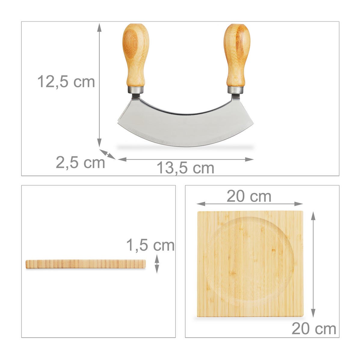 WIEGEMESSER - Hellbraun, Holz/Metall (20cm) - Relaxdays
