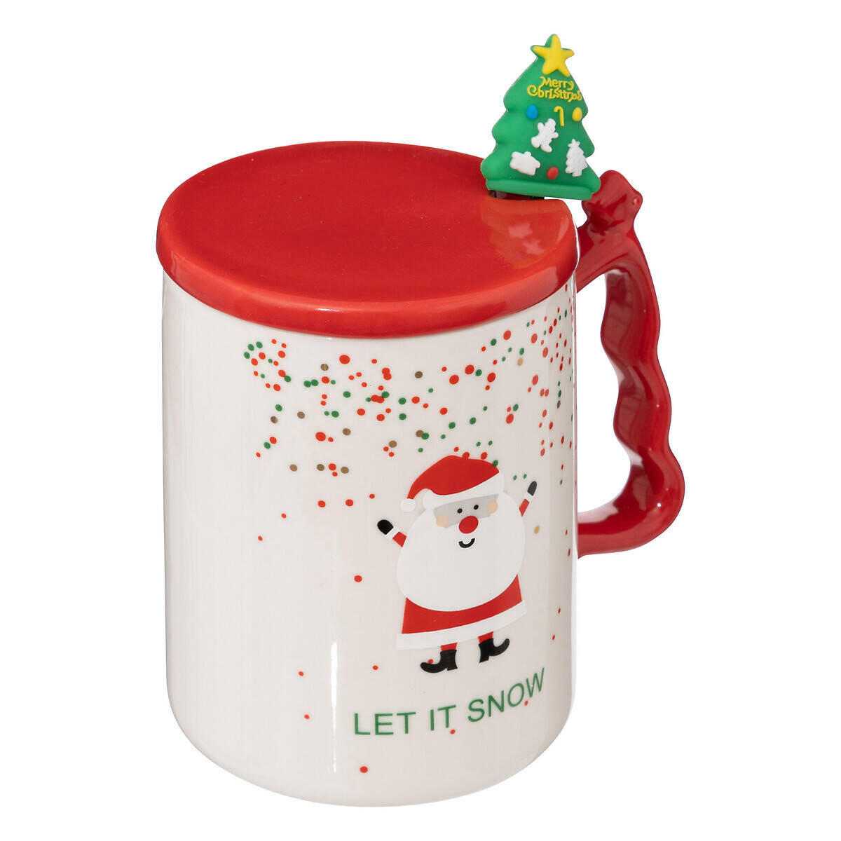 WEIHNACHTSTASSE mit Löffel und Deckel 350 ml - Weiß, Keramik (8/10.7/8cm) - Atmosphera Createur d´interieur