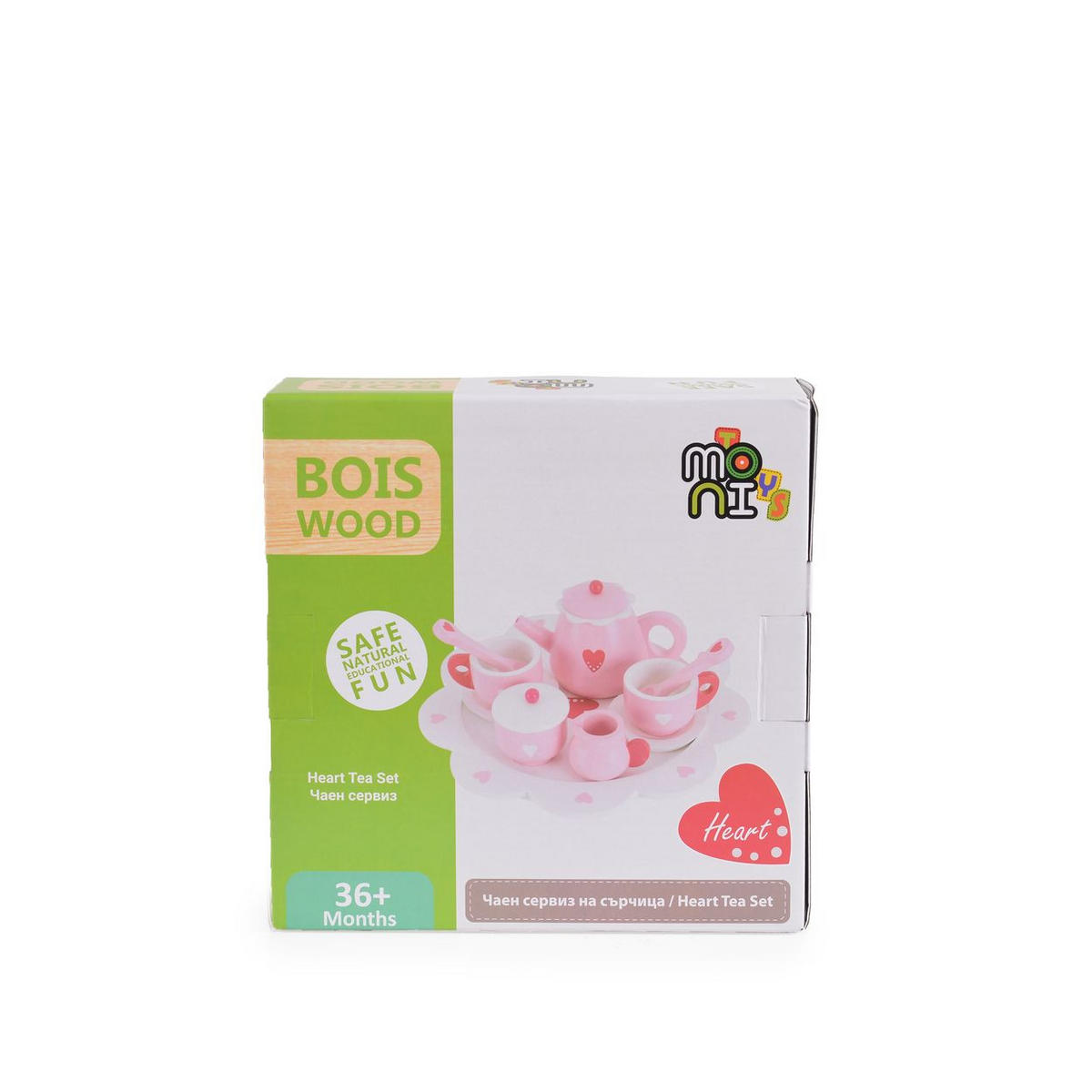 SPIELGESCHIRR Herz 005 rosa Holz, 10-teilig, Kanne, Tassen, Untertassen, Löffel, Zuckerdose - Rosa, Holz (28/8/28cm) - Moni