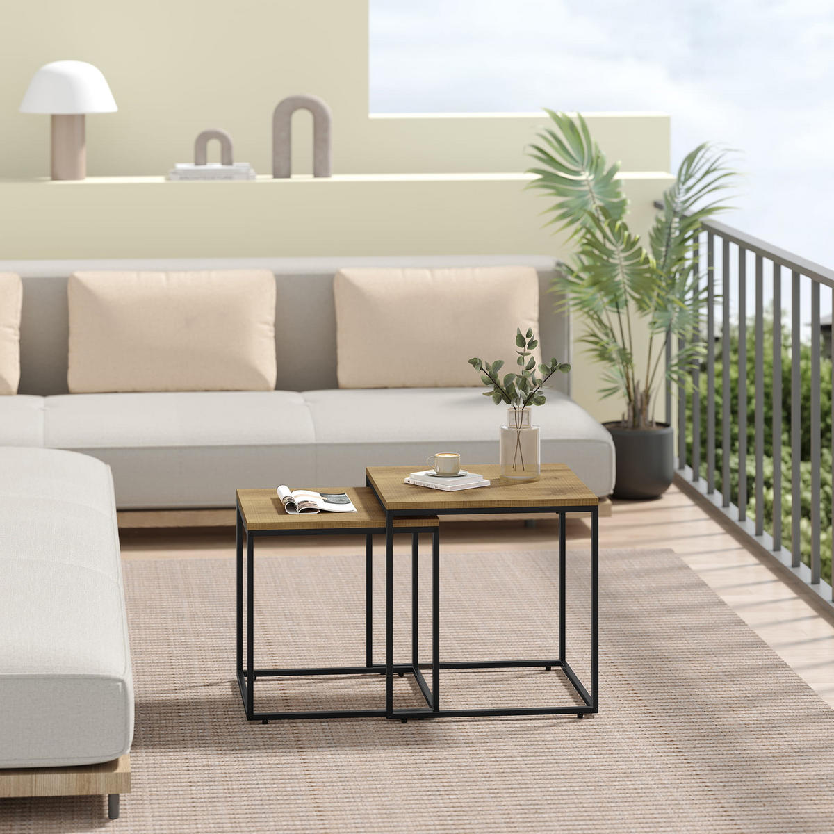 COUCHTISCH 2er Set quadratisch - Eichefarben, Holzwerkstoff (50/50/50.5cm) - Mat-Haus