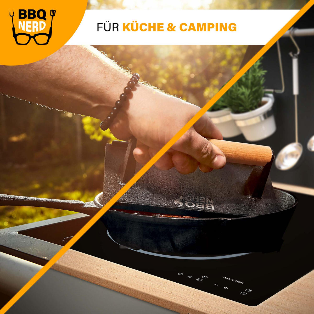 FLEISCHBESCHWERER Gusseisen 21x11cm - Schwarz, Metall (12/8/23cm) - BBQ Nerd