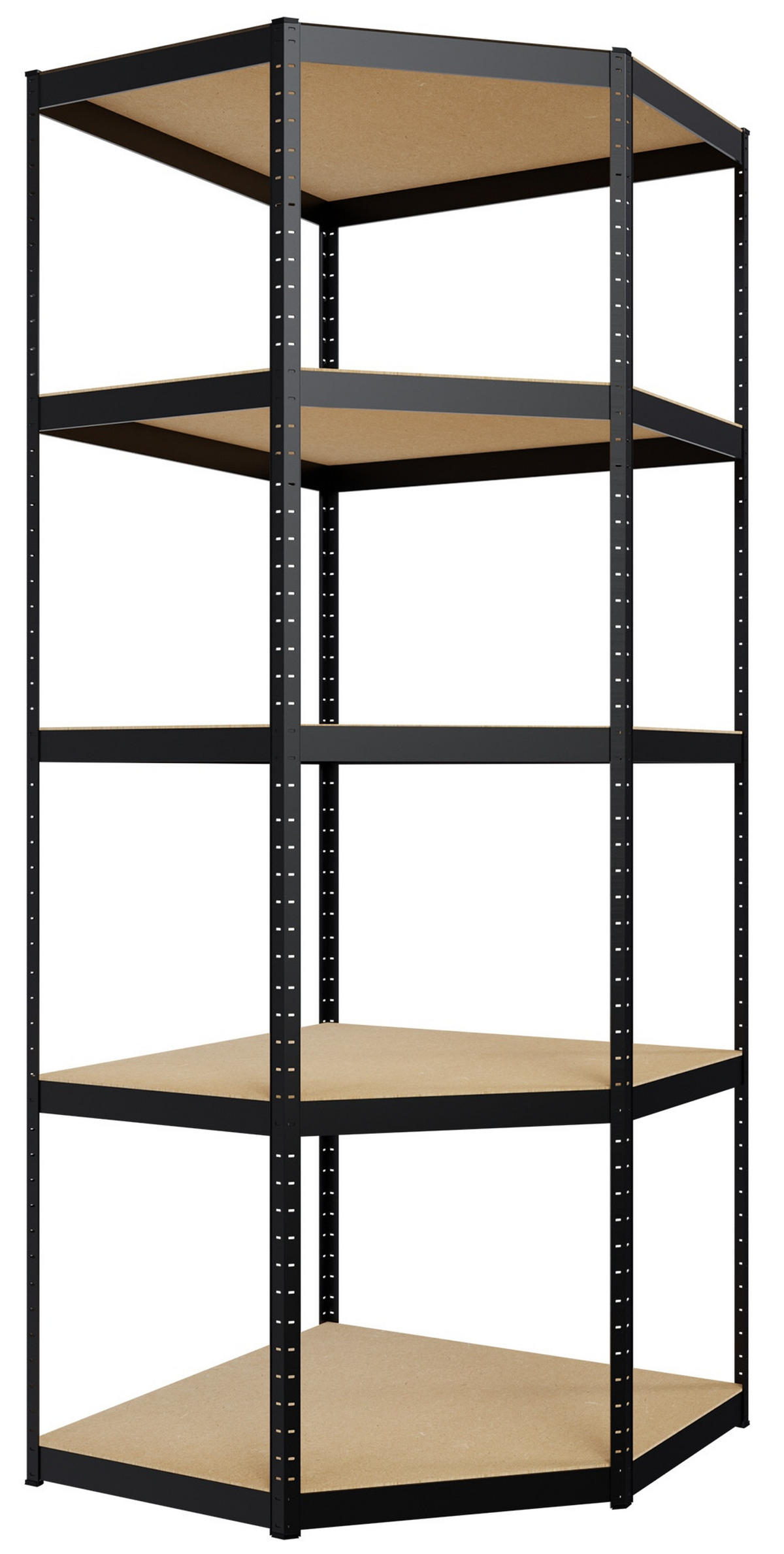 REGALSYSTEM 2 Lagerregal mit 1 Eckregal Metall schwarz - Schwarz, Metall (160/180/160cm) - CLP