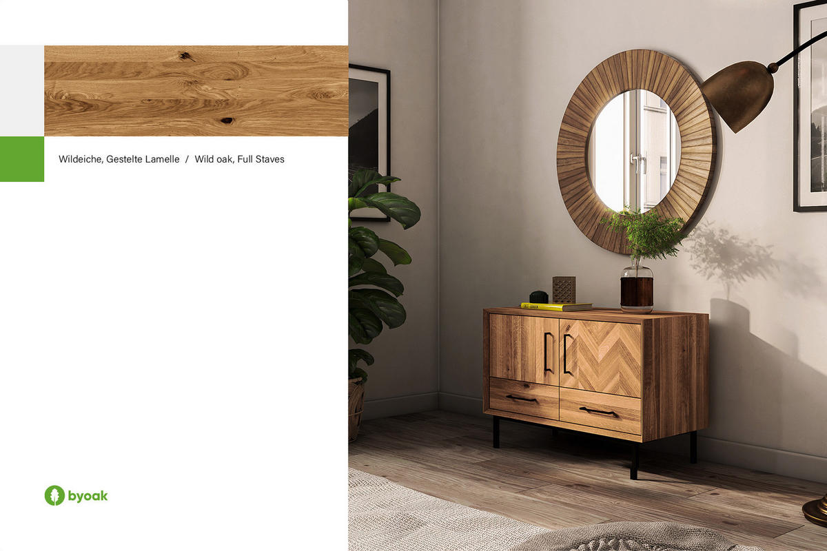 KOMMODE LEON Wildeiche - Wildeiche, Holz (97/65/45cm) - byoak
