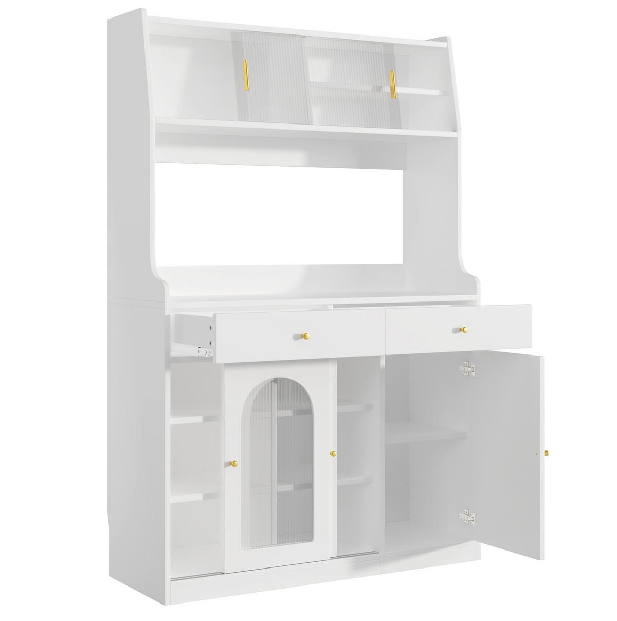ANRICHTE 120/40/180 cm in Weiß mit LED-Beleuchtung und 2 Schubladen - Weiß, Holzwerkstoff (120/180/40cm) - Flora Grace