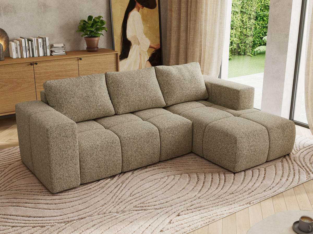 ROHOVÁ SEDAČKA MONIVA L - Taupe Strukturovaná látka - Pravá Strana - černá/béžová, textil/plast (266/164cm) - MKS