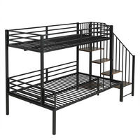 BETT Etagenbett Schwarz + Vintage-Holz 90x200/120x200 cm - Schwarz, Metall (90/200cm) - ComfortXL