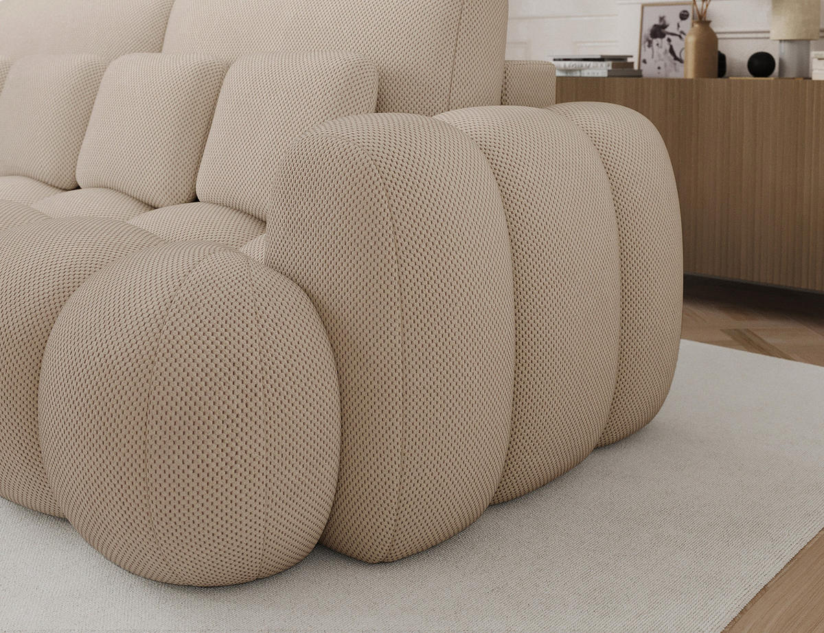 SOFA Elvento - Warmes beige (Calmora 18) - Sandfarben, Holzwerkstoff (256/105/119cm) - Möblo