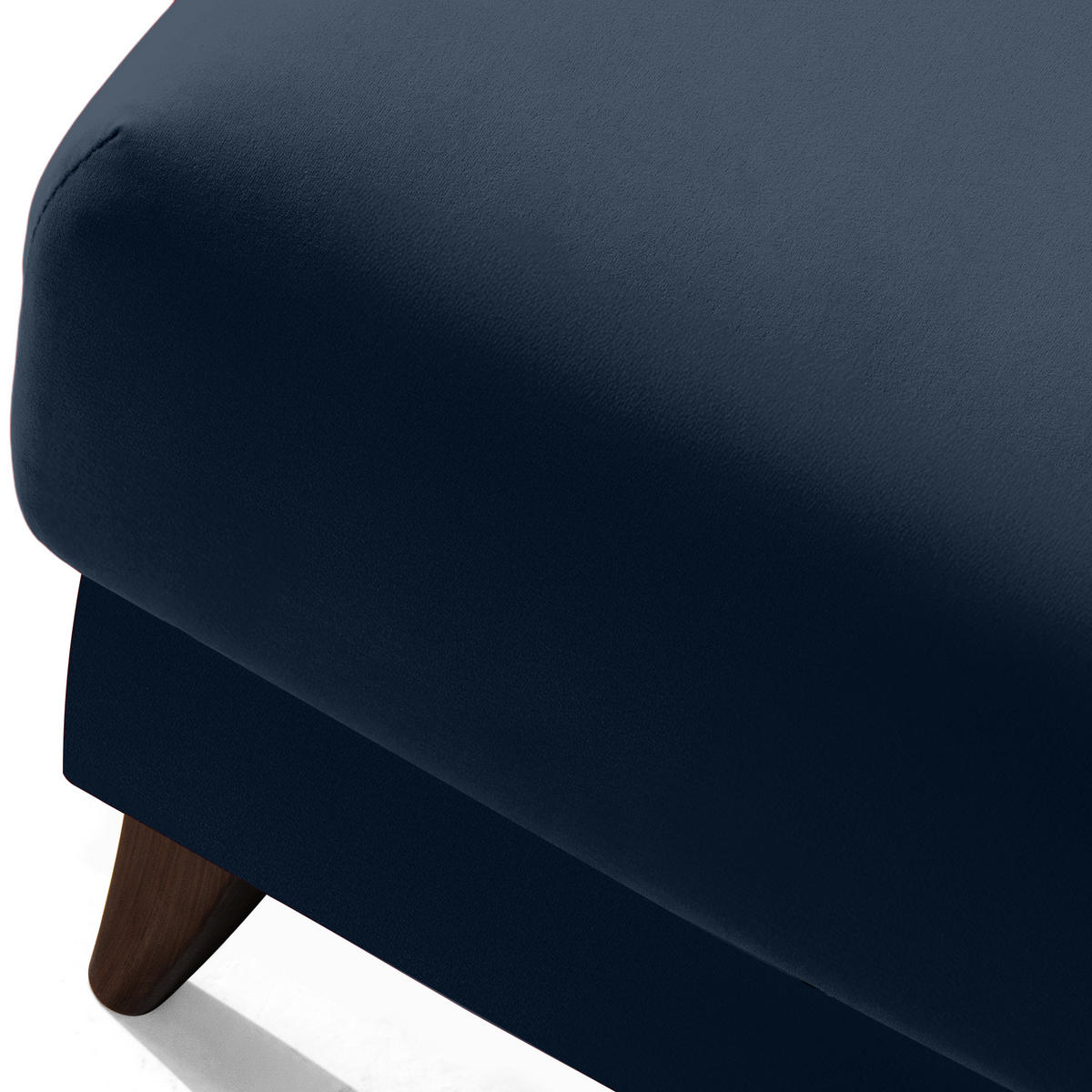 HOCKER GUSTAVO Fußstütze, Velours, Dunkelblau - Dunkelblau, Holz/Holzwerkstoff (53/49/53cm) - KONSIMO®