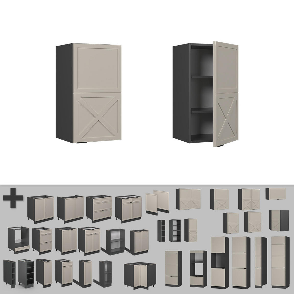 HÄNGESCHRANK Fame-Line GrauBeige 40 cm - Anthrazit/Grau, Holzwerkstoff (40/72/34.1cm) - Vicco