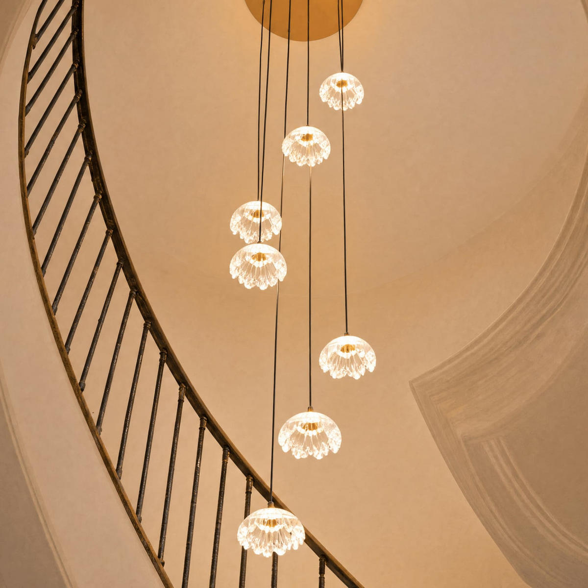 HÄNGELEUCHTE Liliana, Transparent und Goldfarben, 200cm - Transparent, Metall (200/40/200cm) - KOSILUM