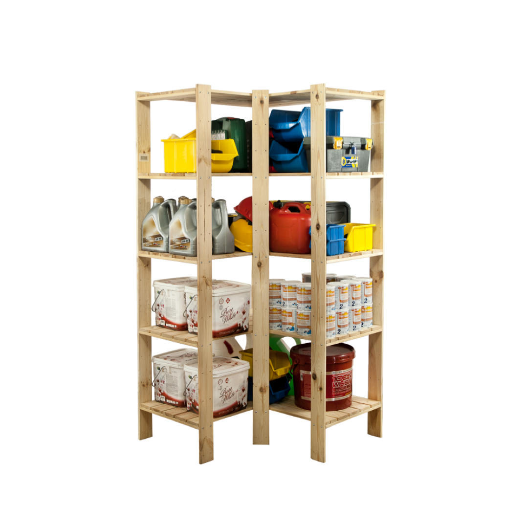 ECKREGAL WOODLAND 166,4x85x50cm Fachlast 120kg 5 Fachboden Kiefernholz Natur - Naturfarben, Holz (85/166.4/50cm) - PROREGAL