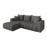 ROHOVÁ SEDAČKA s funkcí spaní, otoman vlevo MILA-L-v1 277x195x86 šedá bouclé - šedá/černá, kompozitní dřevo/textil (277/194cm) - ALTDECOR