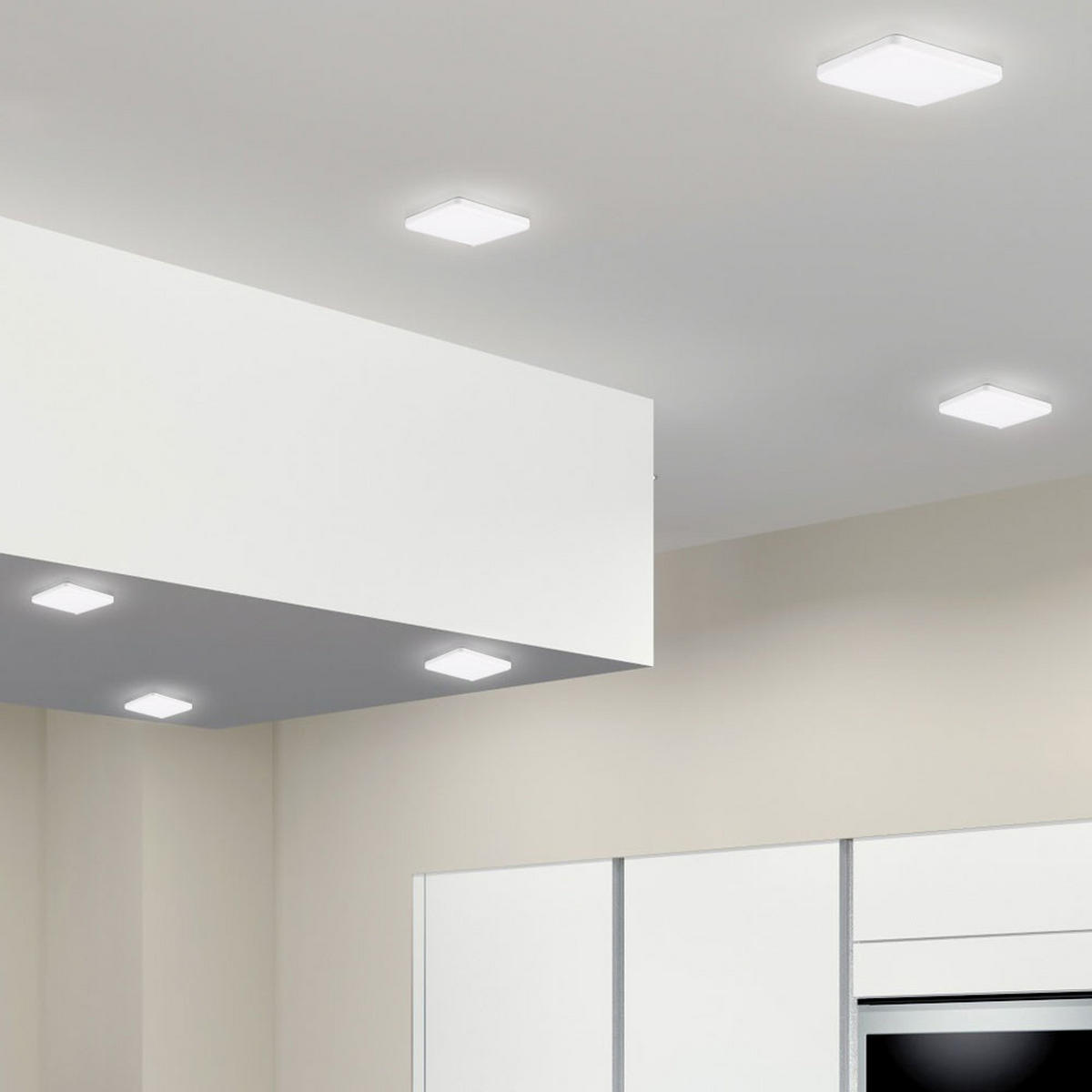 LED DECKENLEUCHTE Einbau Weiß 6er Set - Weiß, Metall (17/17/3.2cm)