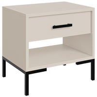 NACHTTISCH Selena mit Schublade und offenem Fach, Metallfüße, Selbstschließer, Kaschmir, 52 cm - Kaschmir/Schwarz, Holzwerkstoff/Metall (52/55/40cm) - Beautysofa