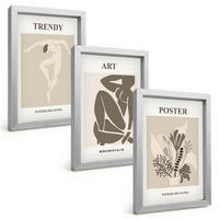 BILDER SET 3er Set - 20x30 cm Silberner Rahmen - Matisses Pflanzenfiguren - Silberfarben, Kunststoff (20/30cm) - TULUP