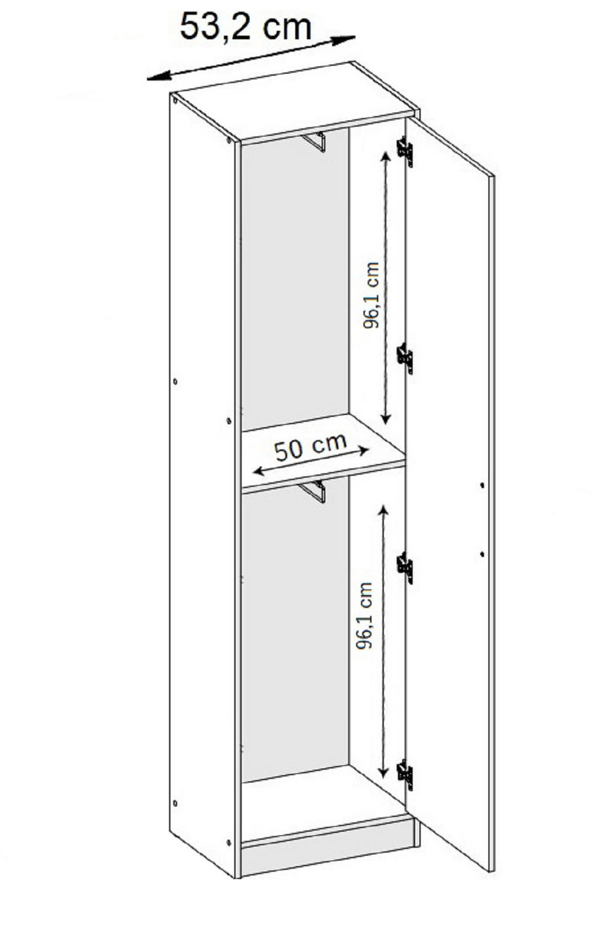 DREHTÜRENSCHRANK EDEN MIT AUFSATZ 1D weiß - Weiß, Holzwerkstoff (53.2/247/39cm) - Kier Furniture