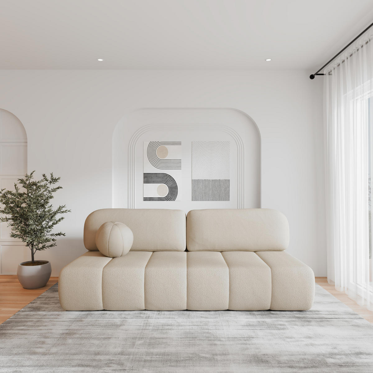 SCHLAFSOFA - Fluffy - Creme (Anthology 20) - Creme, Holz (210/88/104cm) - Möblo