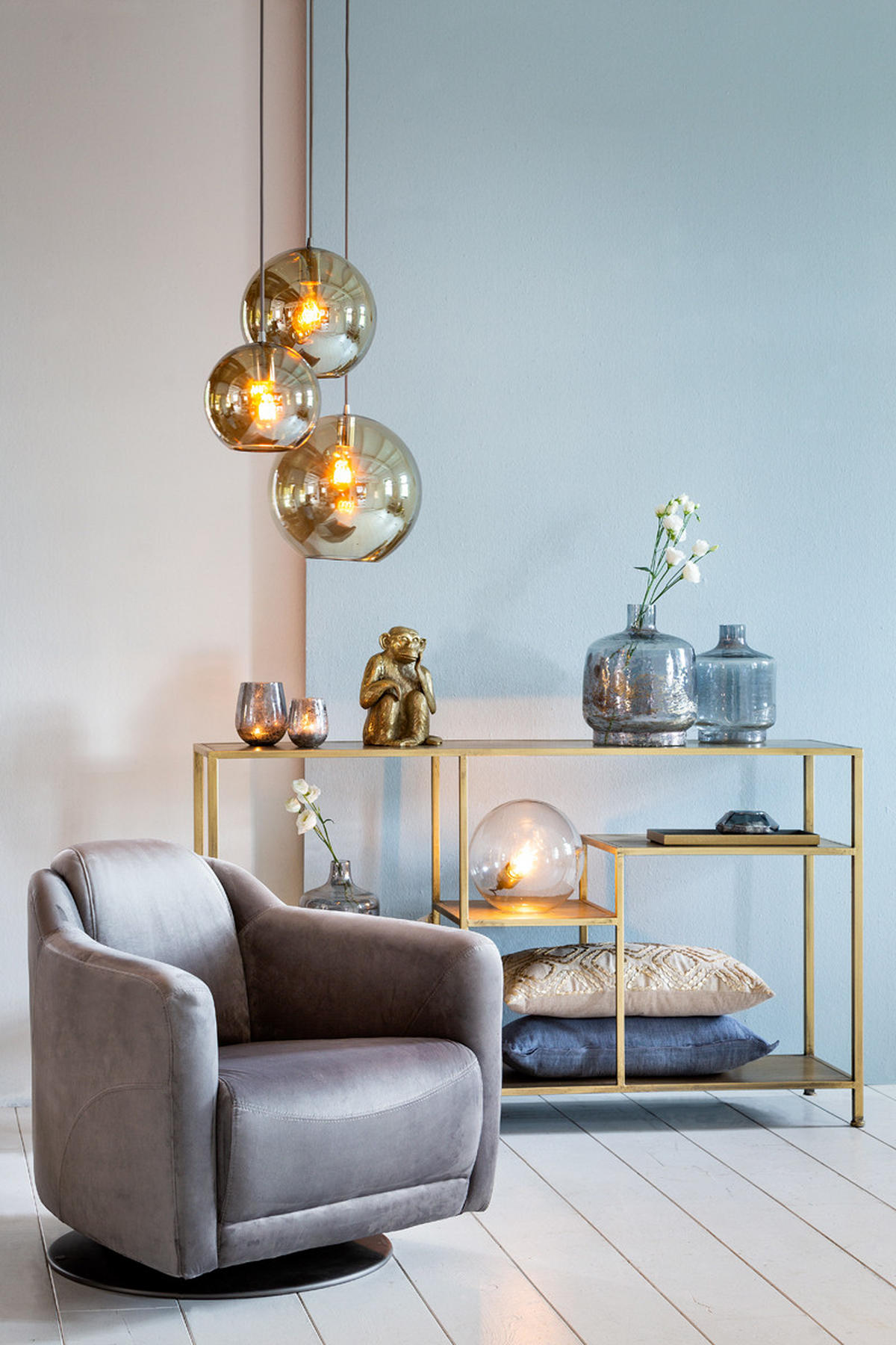 KONSOLENTISCH Ylaya Gold 140/35/80 cm - Goldfarben, Metall (35/80/140cm) - Light & Living