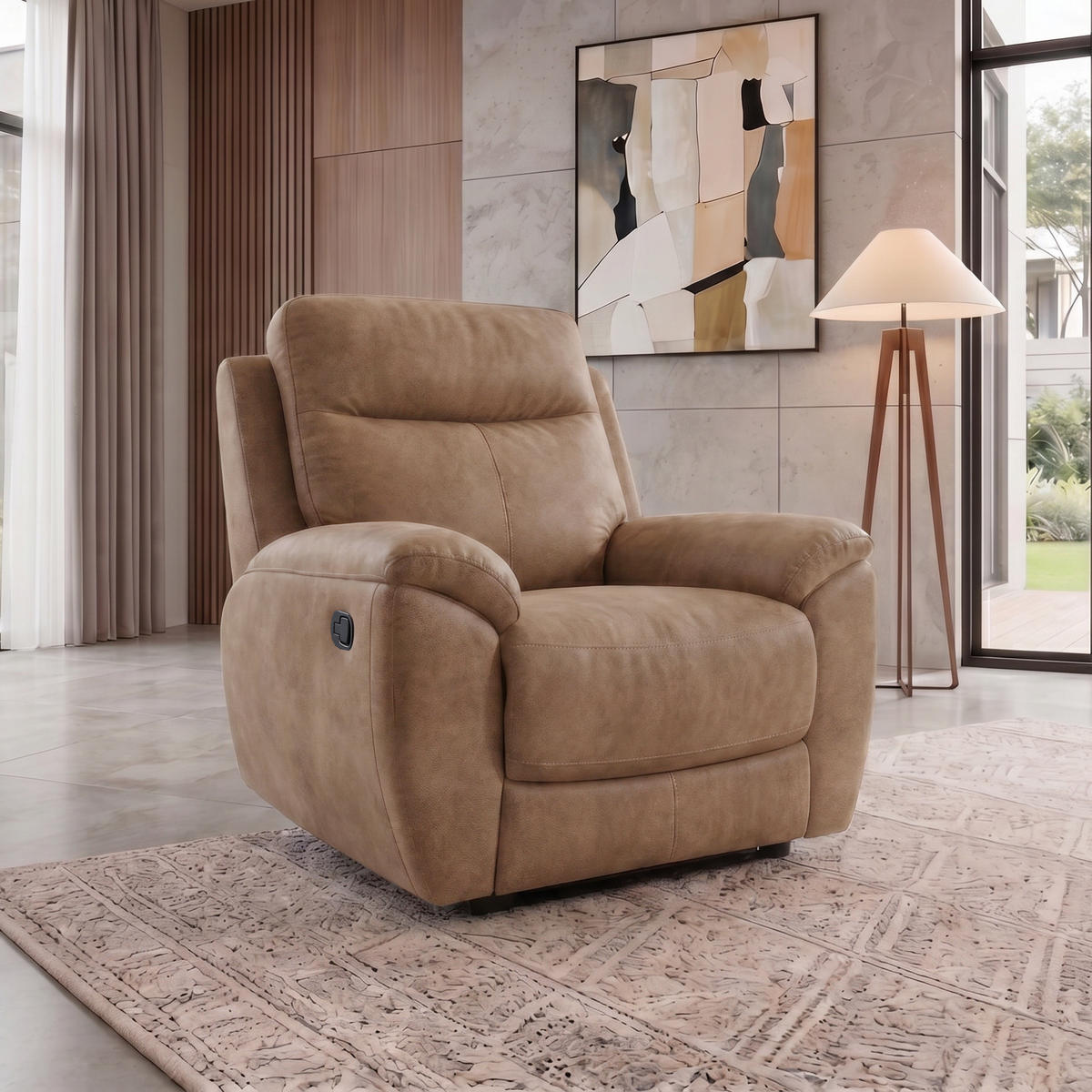 RELAXSESSEL Dolce, Fernsehsessel mit Relaxfunktion, 98 cm, Sandfarben, Velours - Braun, Textil (98/106/100cm) - Beautysofa