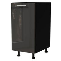 KÜCHENUNTERSCHRANK Essen D1D/40 Graphit Hochglanz / Schwarz Matt 40 / 50 / 82cm - Schwarz/Graphitfarben, Holz/Holzwerkstoff (40/82/50cm) - Feldmann-Wohnen