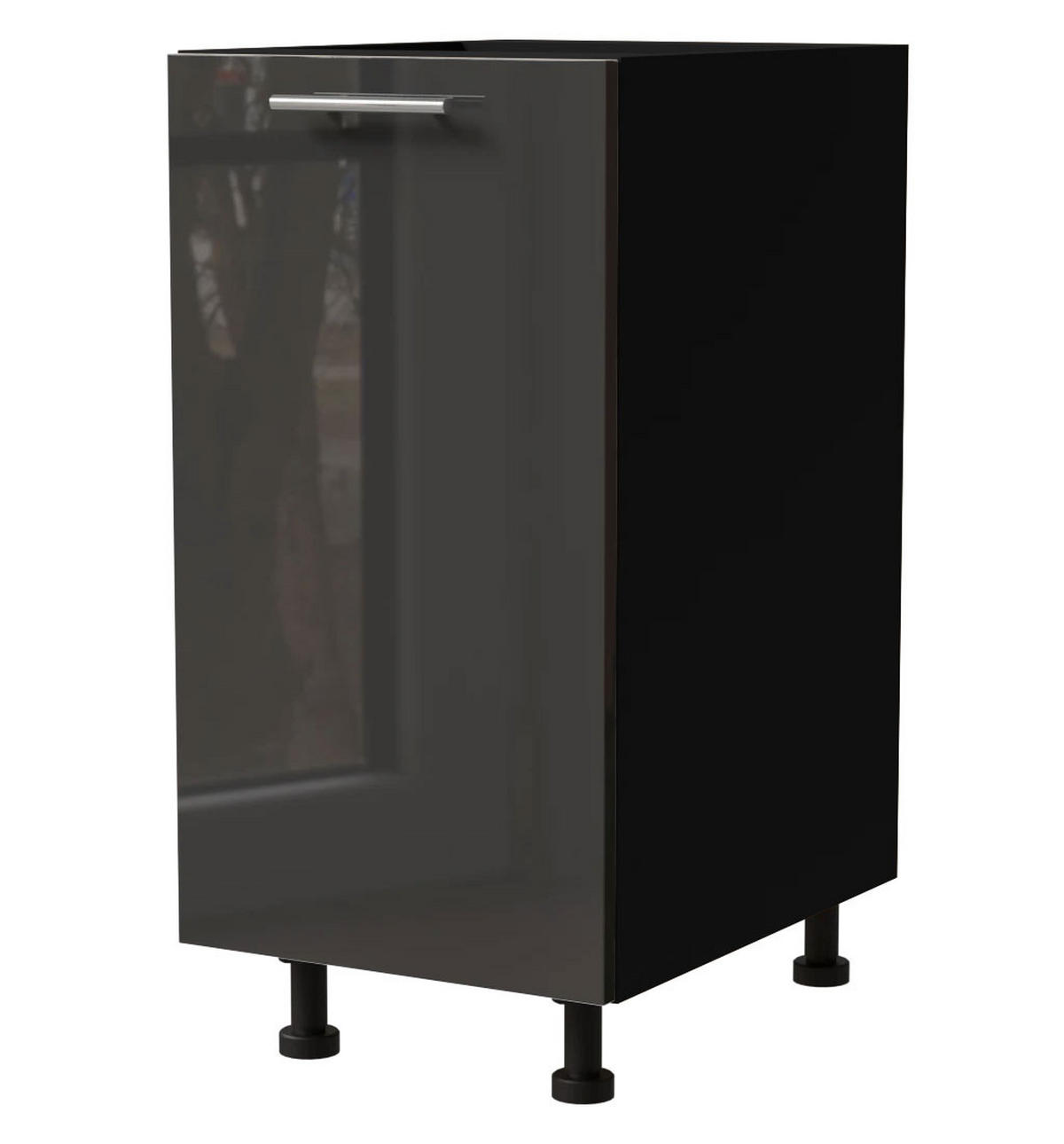 KÜCHENUNTERSCHRANK Essen D1D/40 Graphit Hochglanz / Schwarz Matt 40 / 50 / 82cm - Schwarz/Graphitfarben, Holz/Holzwerkstoff (40/82/50cm) - Feldmann-Wohnen