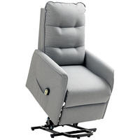 FERNSEHSESSEL mit Aufstehhilfe, Relaxsessel mit Liegefunktion, Taschenfeder - Grau, Metall (68/104/88cm) - HOMCOM