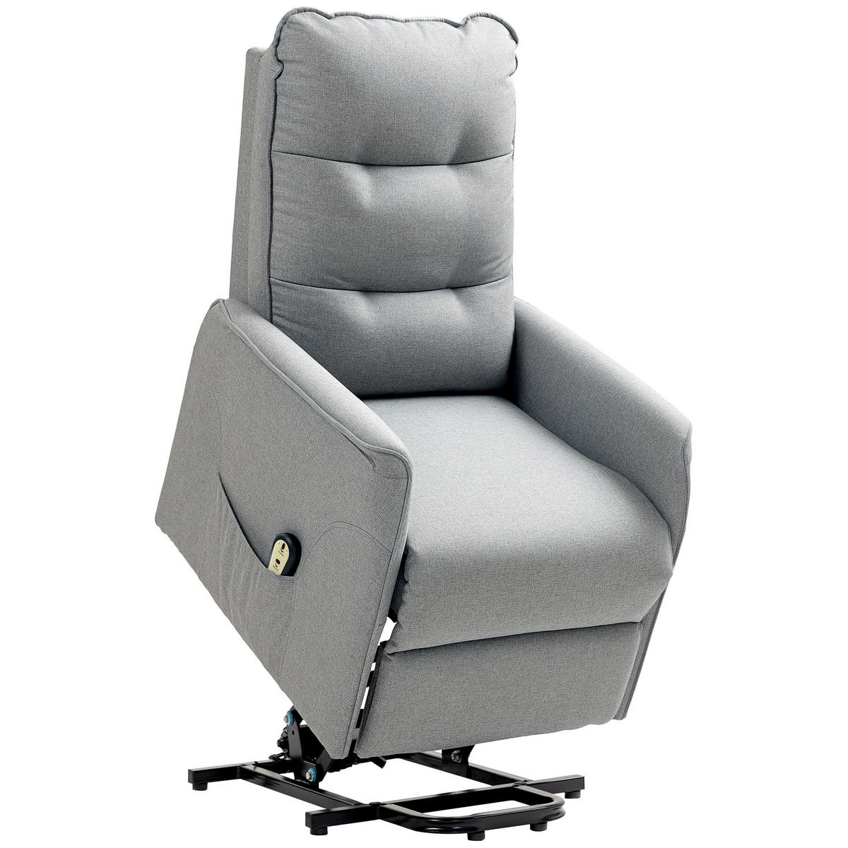 FERNSEHSESSEL mit Aufstehhilfe, Relaxsessel mit Liegefunktion, Taschenfeder - Grau, Metall (68/104/88cm) - HOMCOM