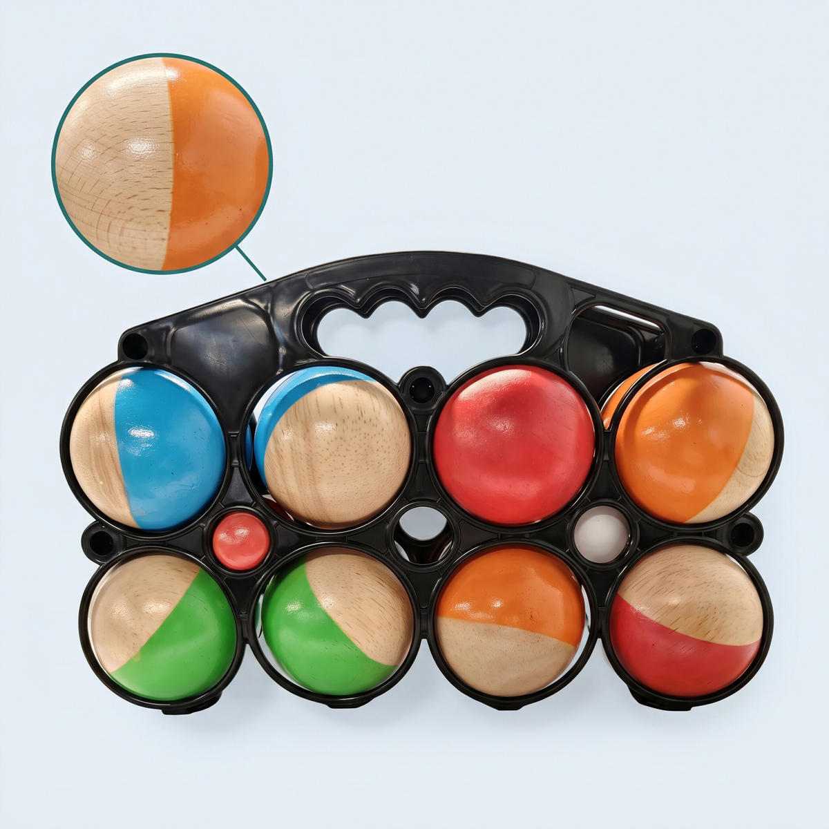 KOULE Barevné 8dílný-Set dřevo s přepravním košíkem - různobarevná, dřevo/plast (28/7cm) - Relaxdays